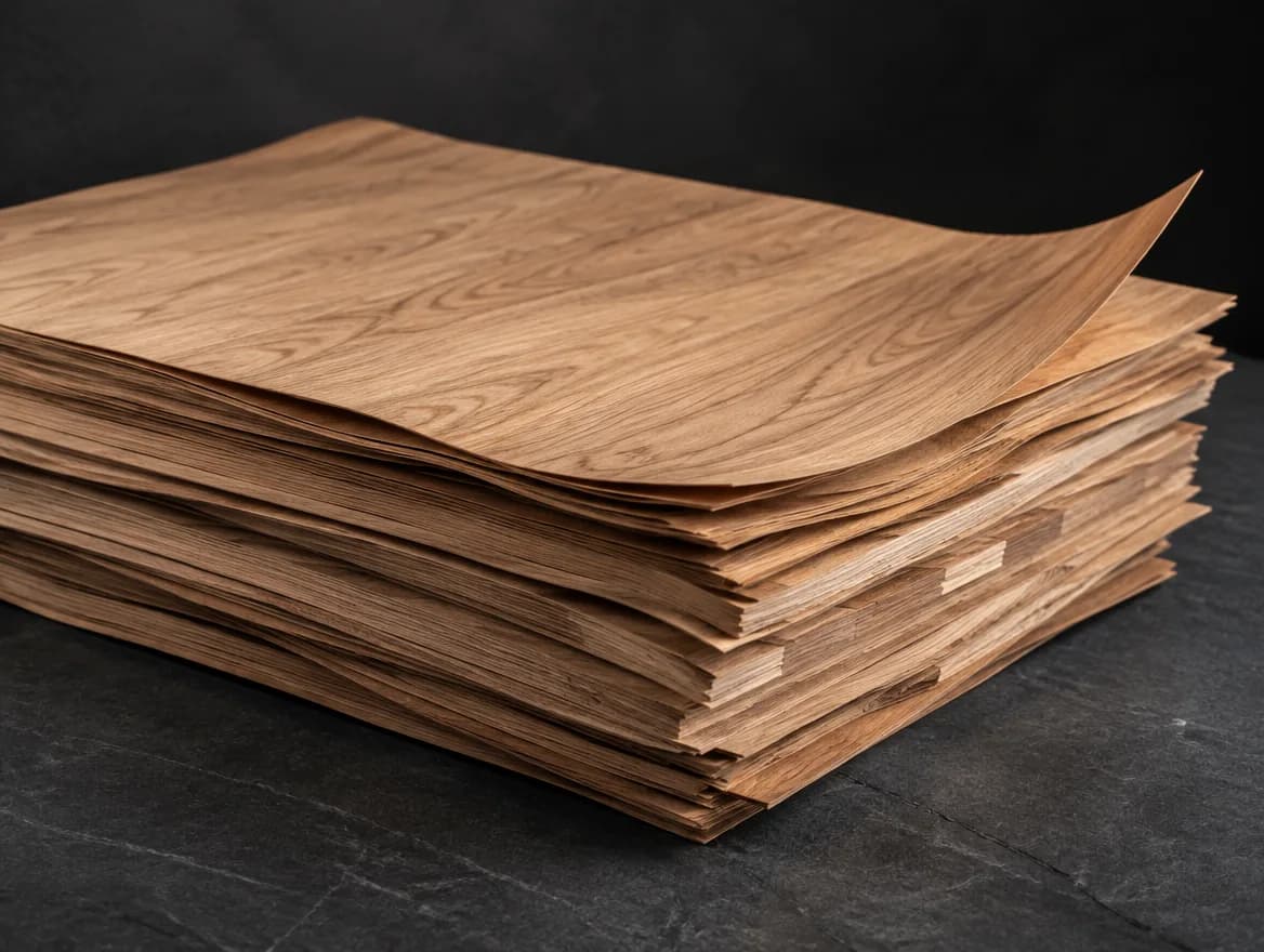 Composed Core & Face Veneers sheet showing its layered edge